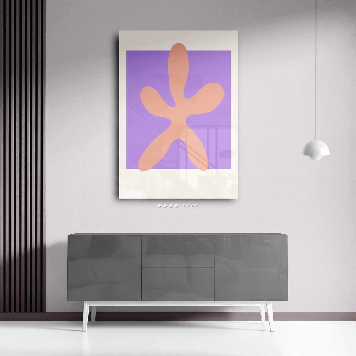 Zachte Vorm op Paarse Achtergrond Kunstwerk-canvas-dibond-plexiglas-wanddecoratie-WallArtistic