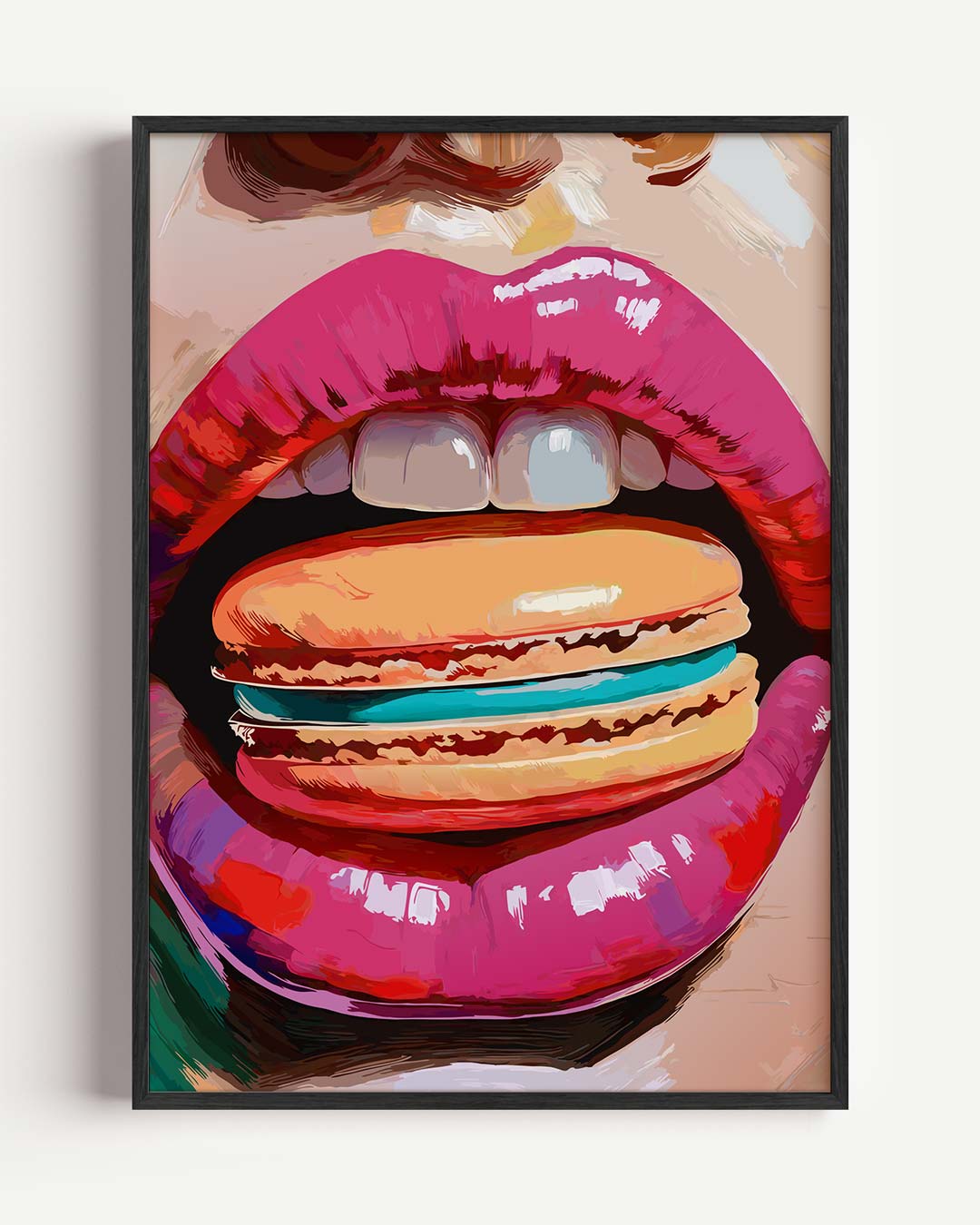 Kleurrijke Lippen & Macaron Poster