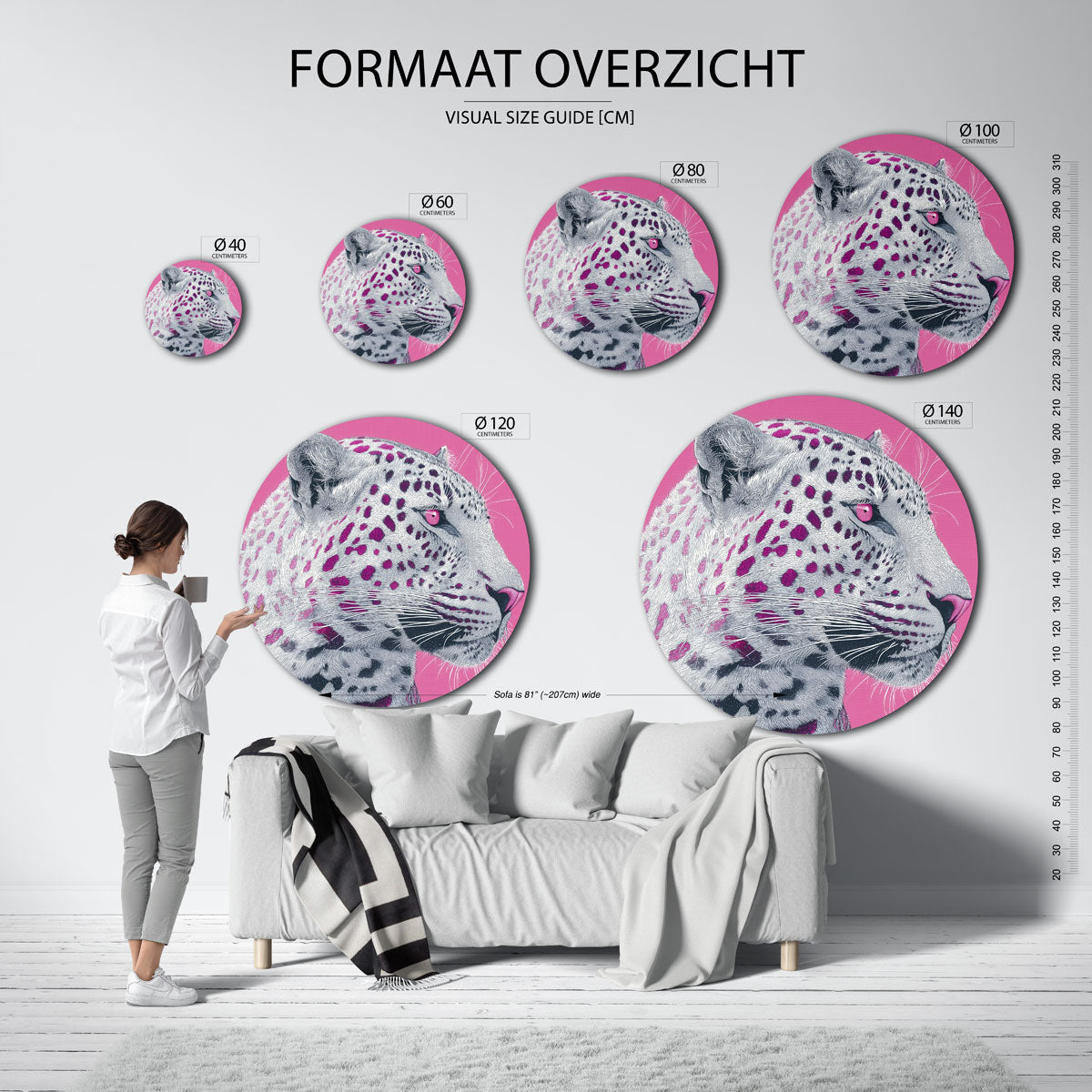 Luipaard op roze Muurcirkel