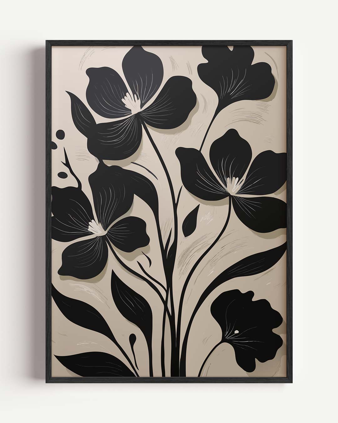 Stijlvolle Zwarte Bloemillustratie Poster