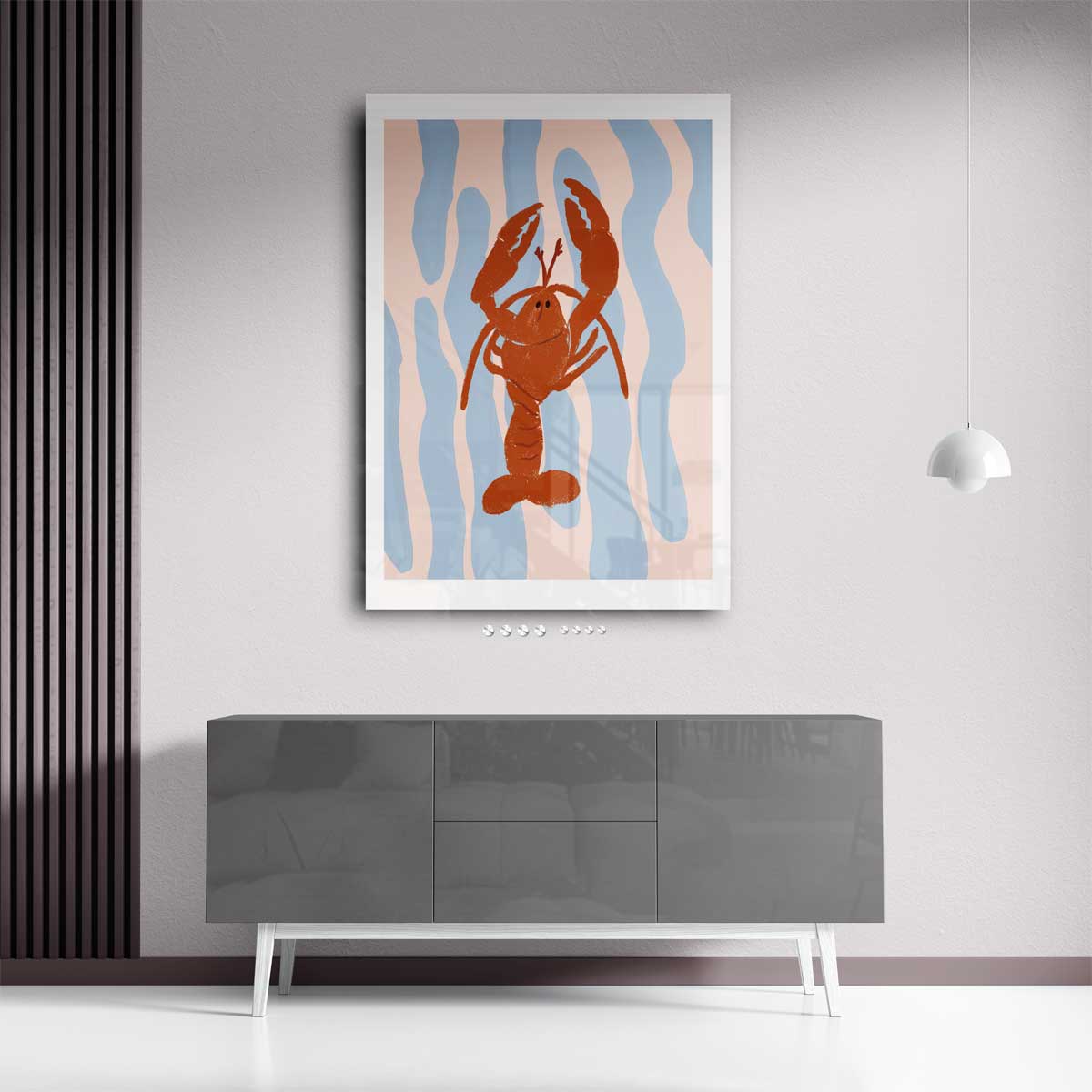 Dansende Kreeft op Zonnige Dag Kunstwerk-canvas-dibond-plexiglas-wanddecoratie-WallArtistic