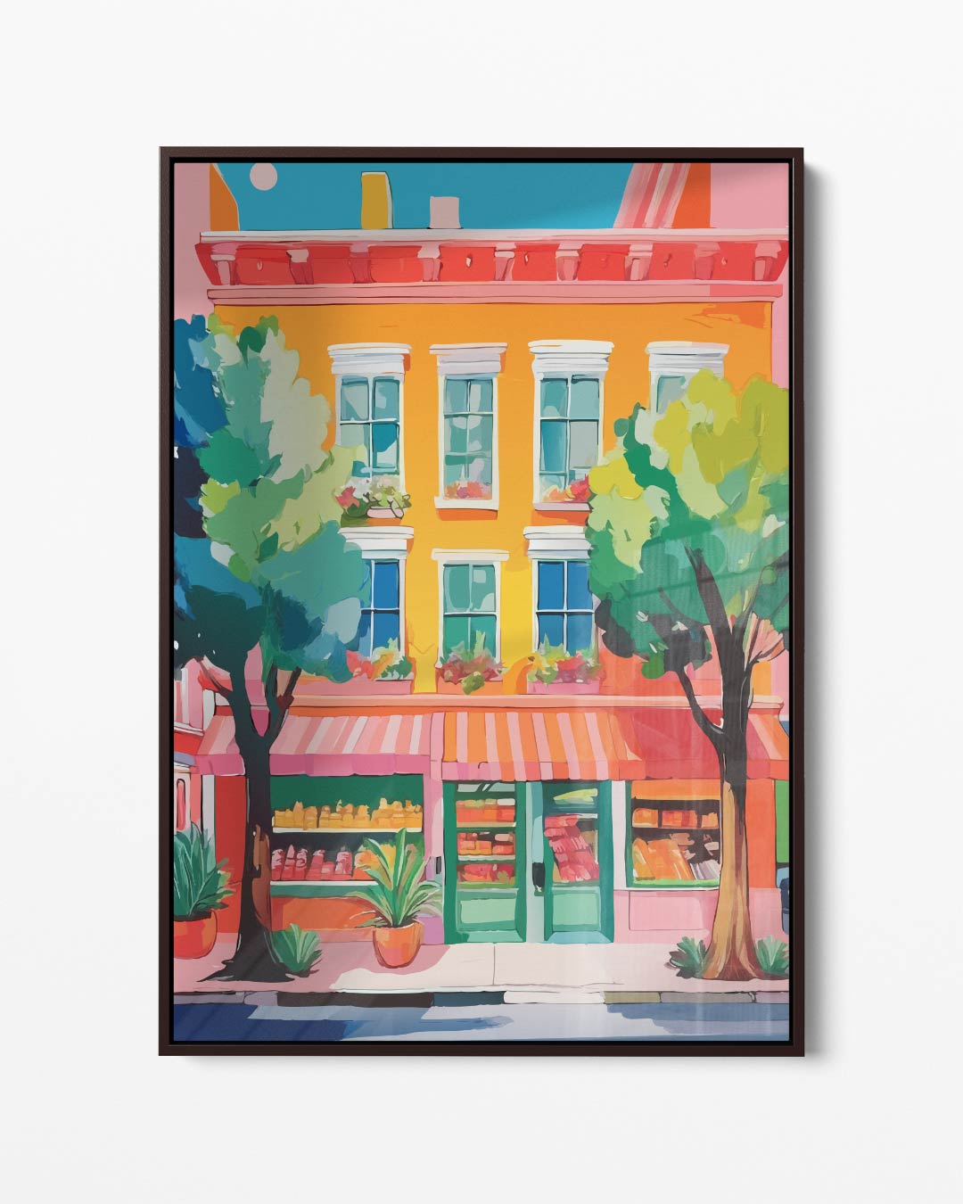 Kleurrijke Straatgevel Kunstwerk-canvas-dibond-plexiglas-wanddecoratie-WallArtistic