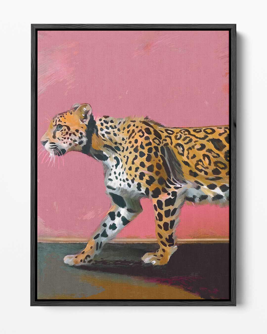 Wandeling van een Luipaard Kunstwerk-canvas-dibond-plexiglas-wanddecoratie-WallArtistic