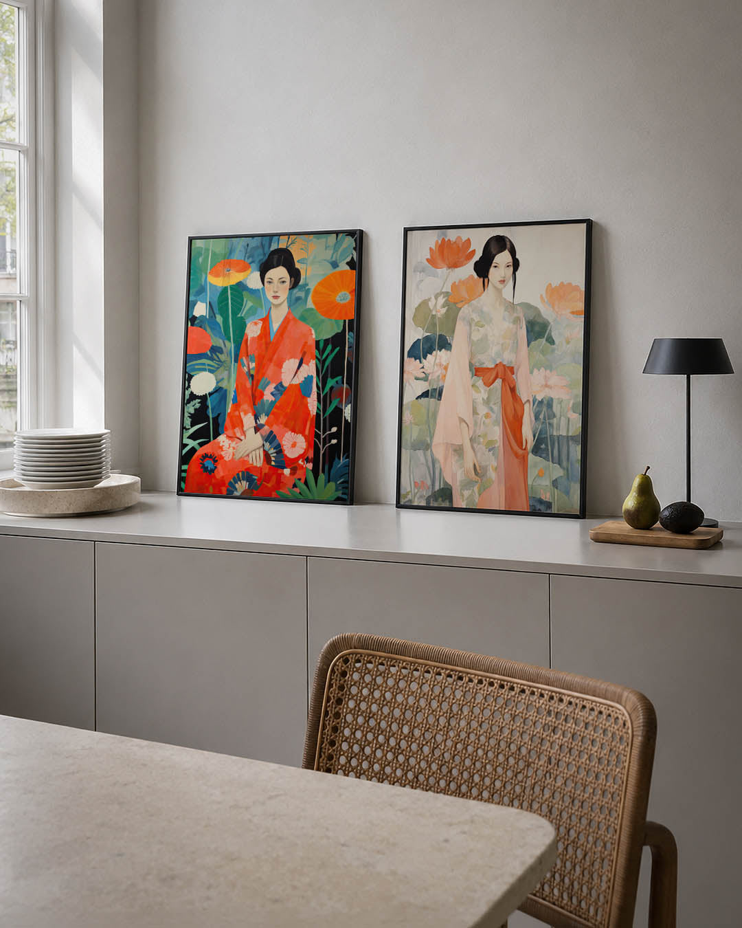 Bloemen en kimono Posterset