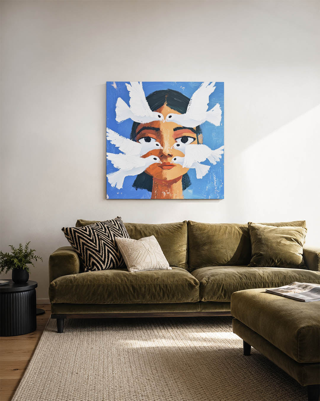 Vogels en gezicht Kunstwerk