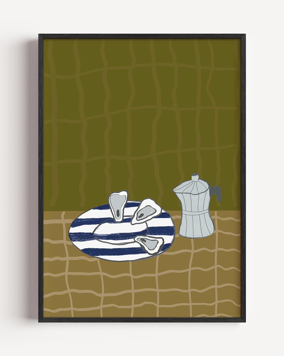 Stijlvolle Cafetière en Oesters Poster-WallArtistic