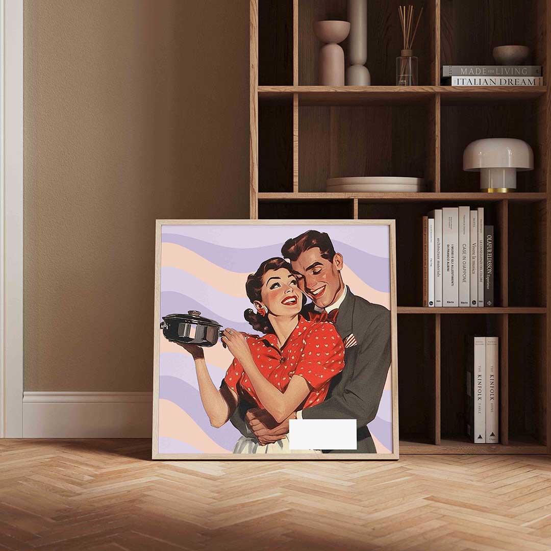 Retro koppel met pan Poster