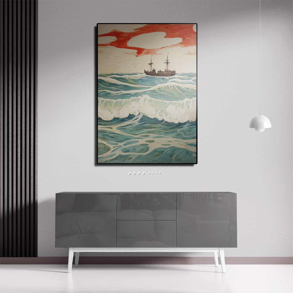 Golven en Horizon Kunstwerk-canvas-dibond-plexiglas-wanddecoratie-WallArtistic