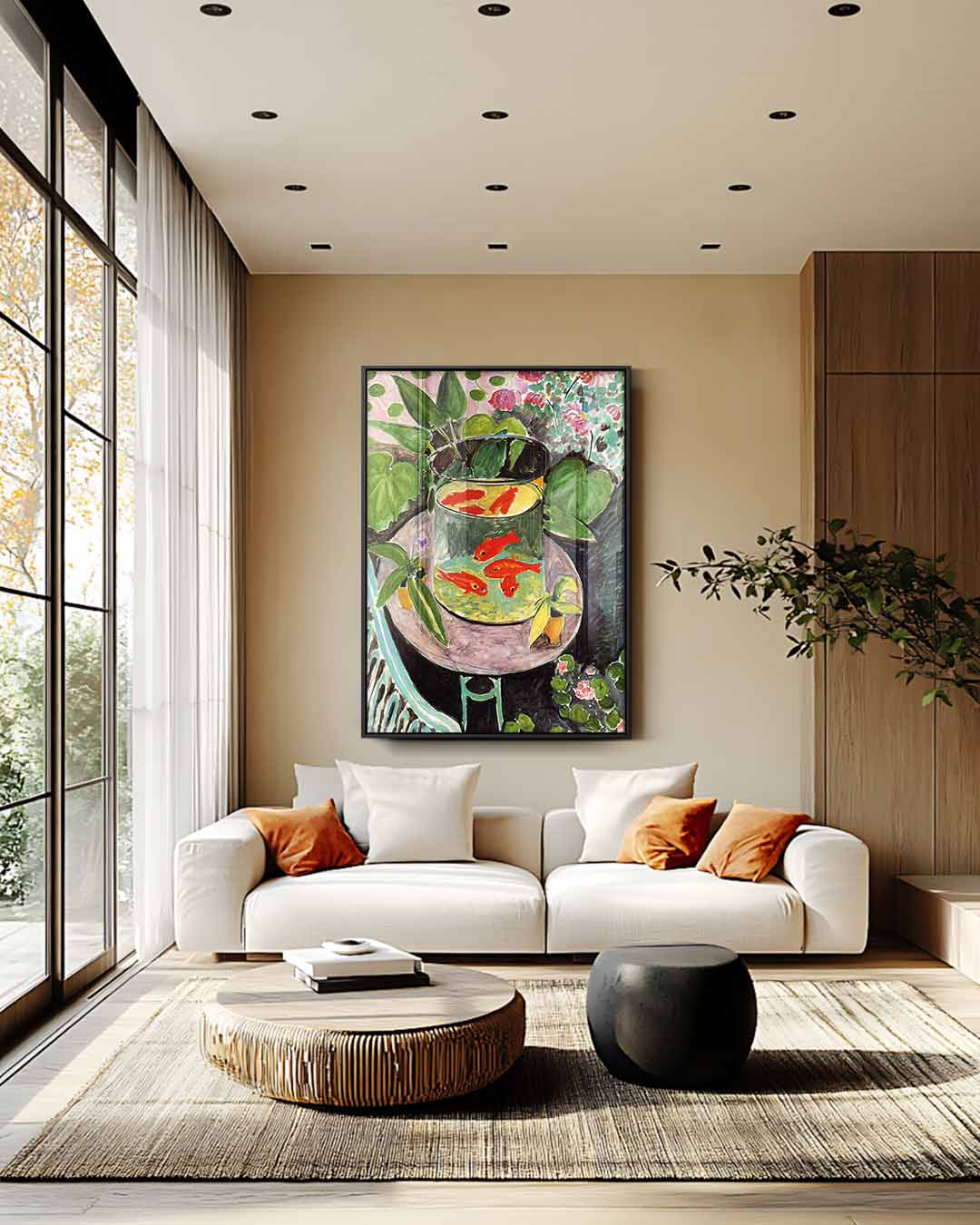 Goudvissen in de Tuin Kunstwerk-canvas-dibond-plexiglas-wanddecoratie-WallArtistic