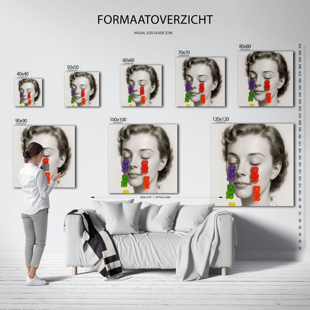 Vrouw met kleurrijke beren Poster