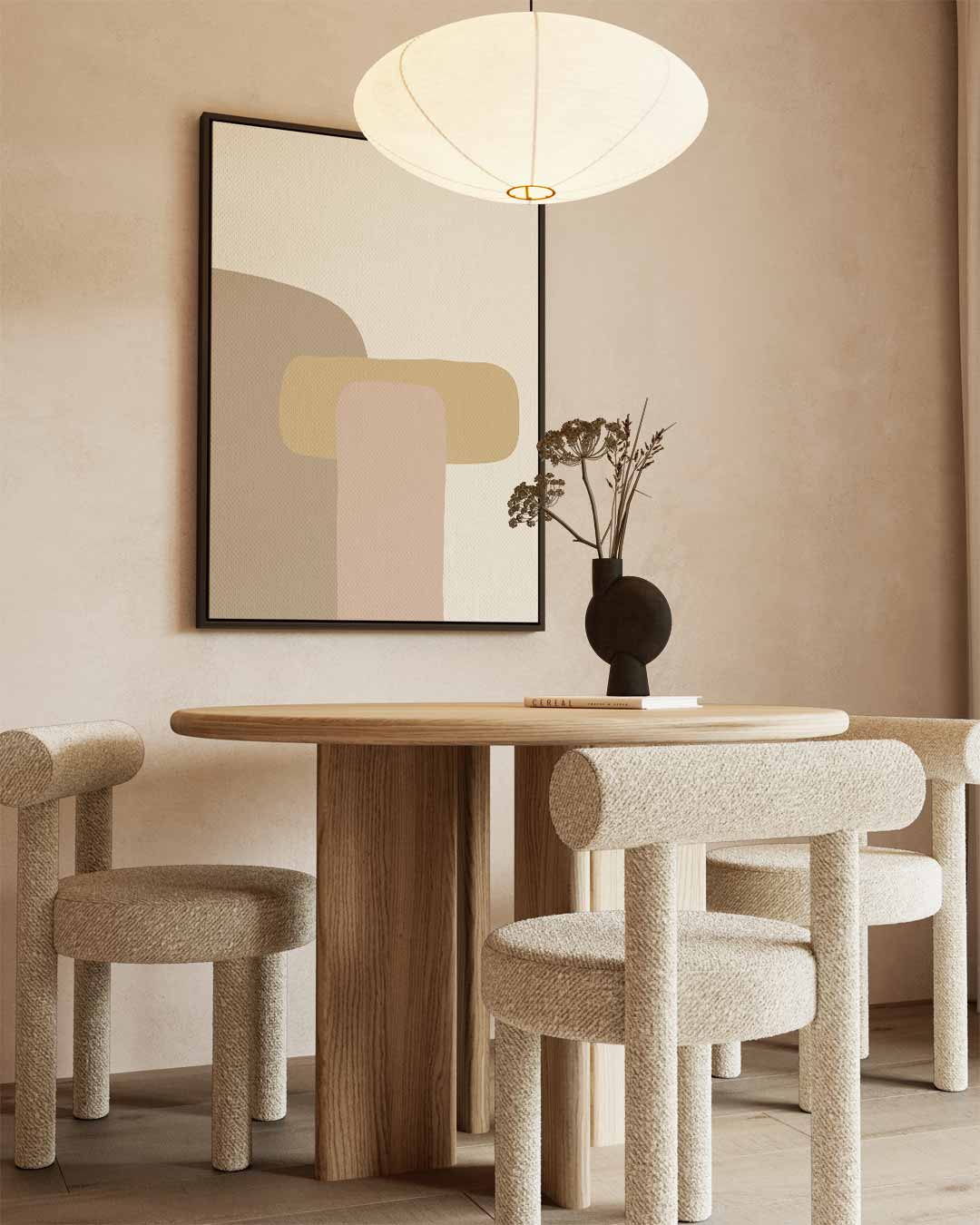 Abstracte Vormen in Beige Kunstwerk-canvas-dibond-plexiglas-wanddecoratie-WallArtistic