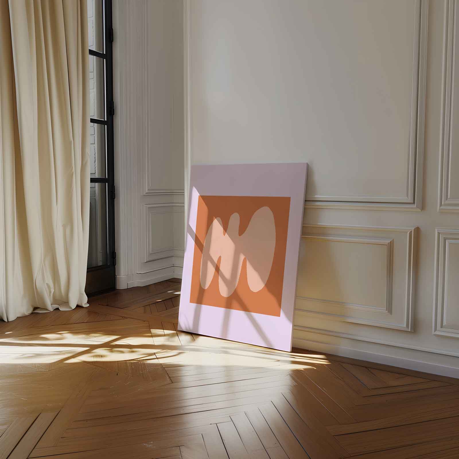 Zachte Abstractie in Perzikkleur Kunstwerk-canvas-dibond-plexiglas-wanddecoratie-WallArtistic