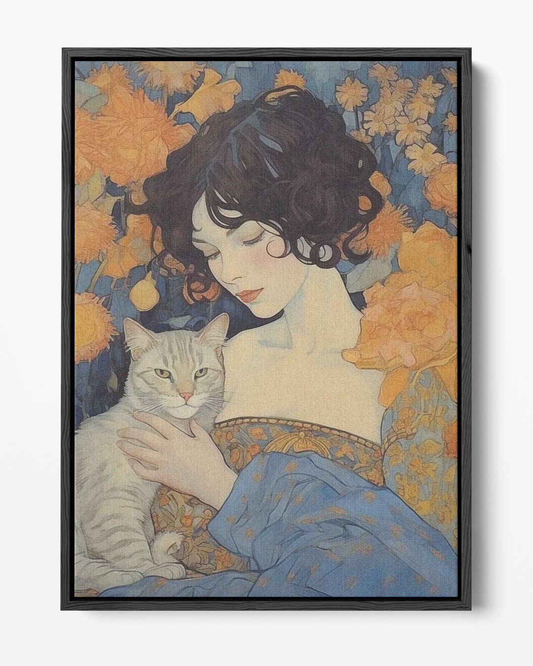 Dromerige Vriendschap met Kat Kunstwerk-canvas-dibond-plexiglas-wanddecoratie-WallArtistic