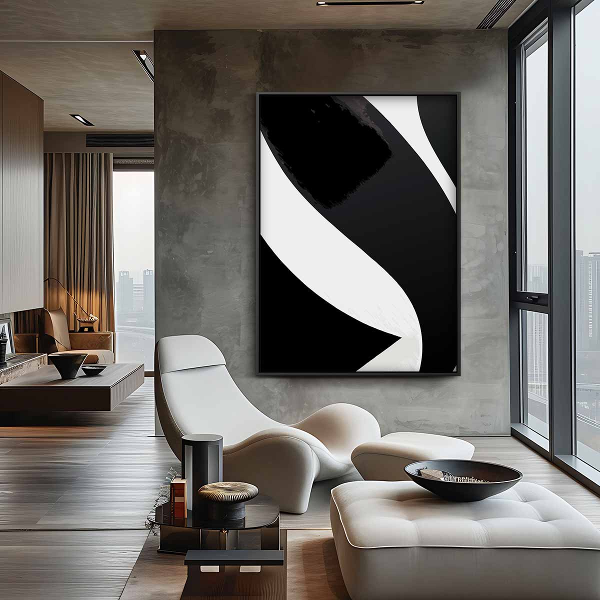 Elegantie in Zwart en Wit Kunstwerk-canvas-dibond-plexiglas-wanddecoratie-WallArtistic