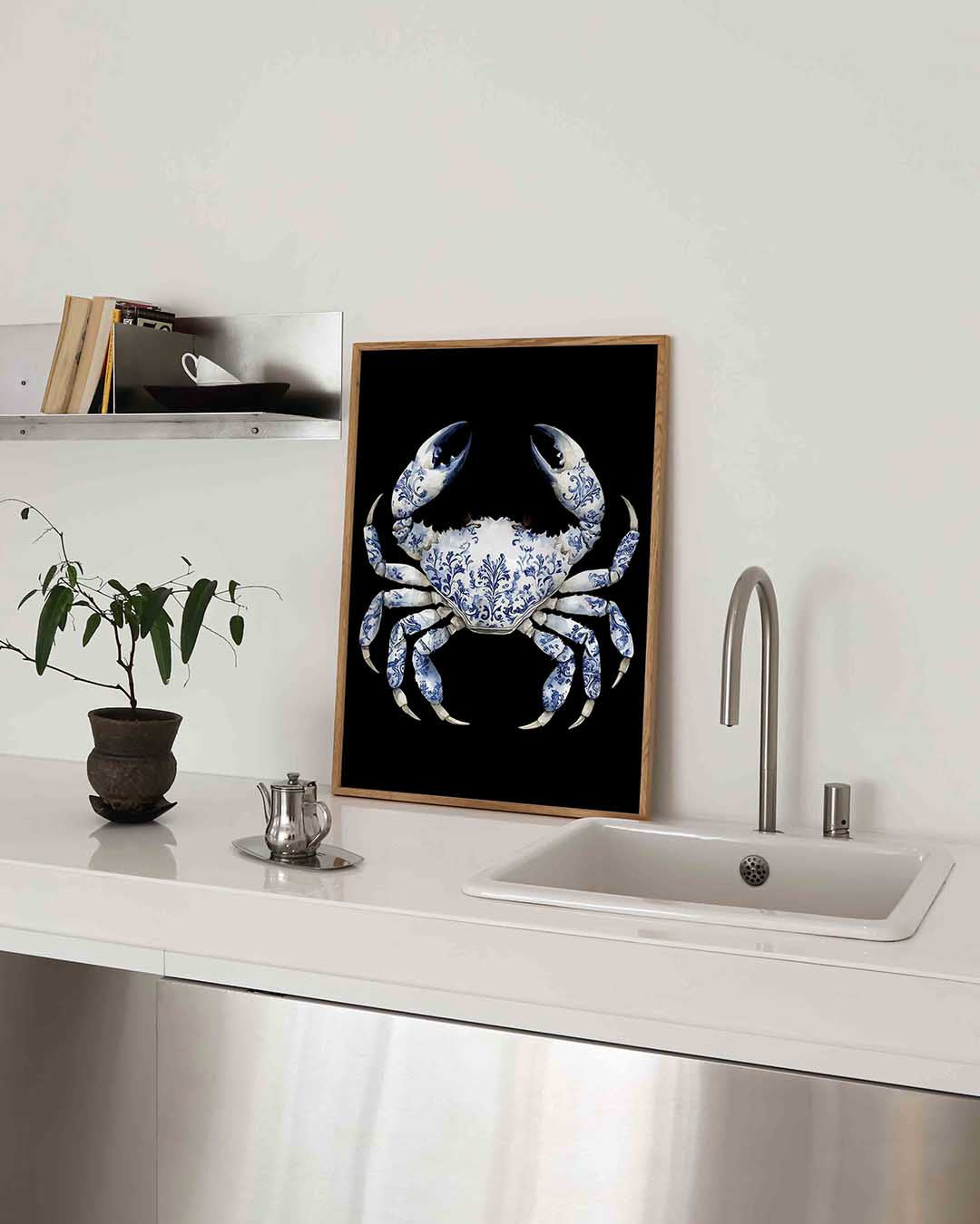 Blauw witte krab Poster