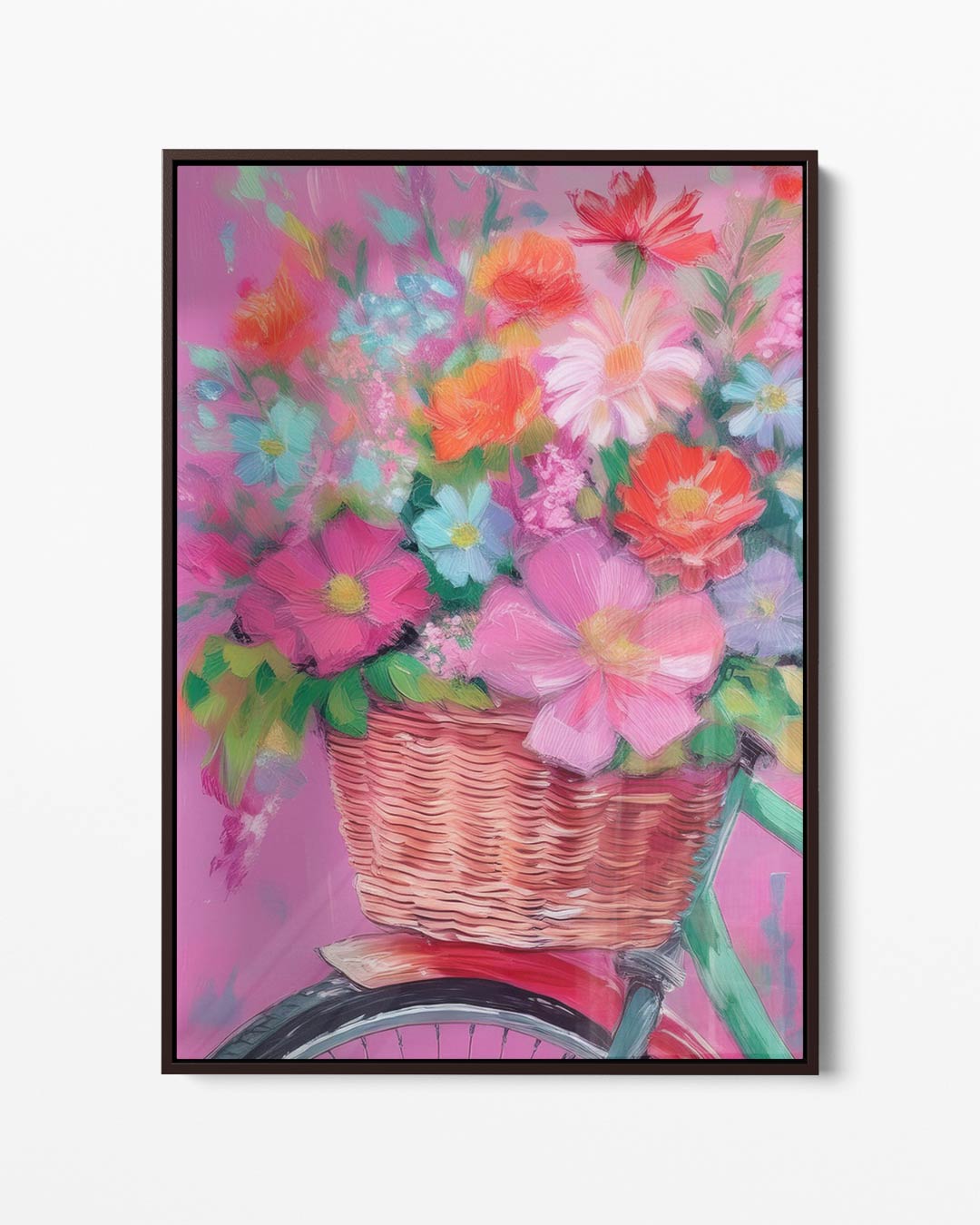 Bloemenmandje op Fiets Kunstwerk-canvas-dibond-plexiglas-wanddecoratie-WallArtistic