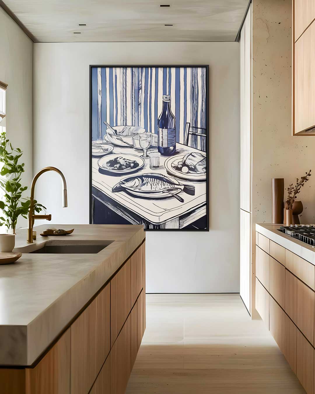Blauwe Stilleven Tafelettude Kunstwerk-canvas-dibond-plexiglas-wanddecoratie-WallArtistic