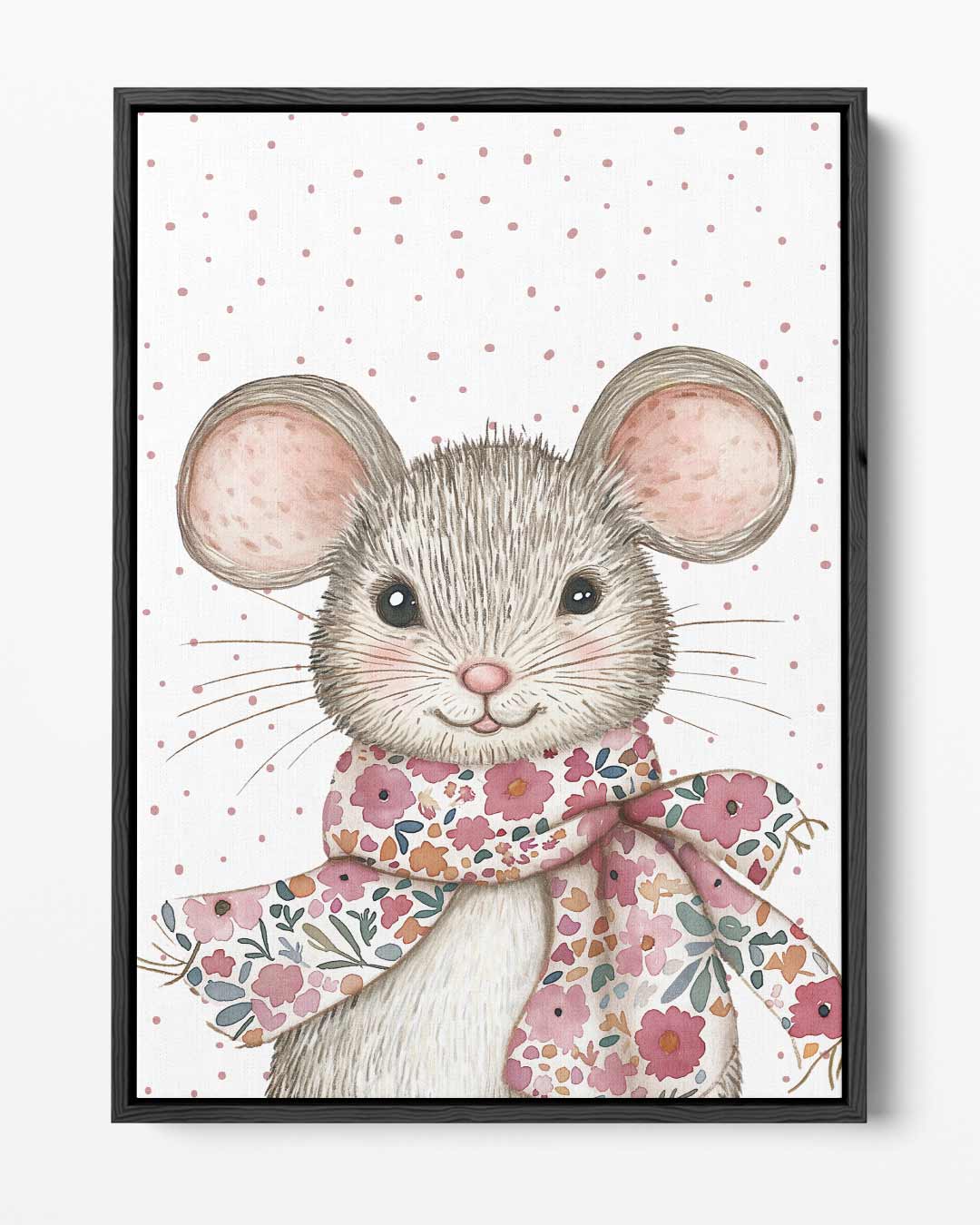 Schattige Muis met Bloemensjaal Kunstwerk-canvas-dibond-plexiglas-wanddecoratie-WallArtistic