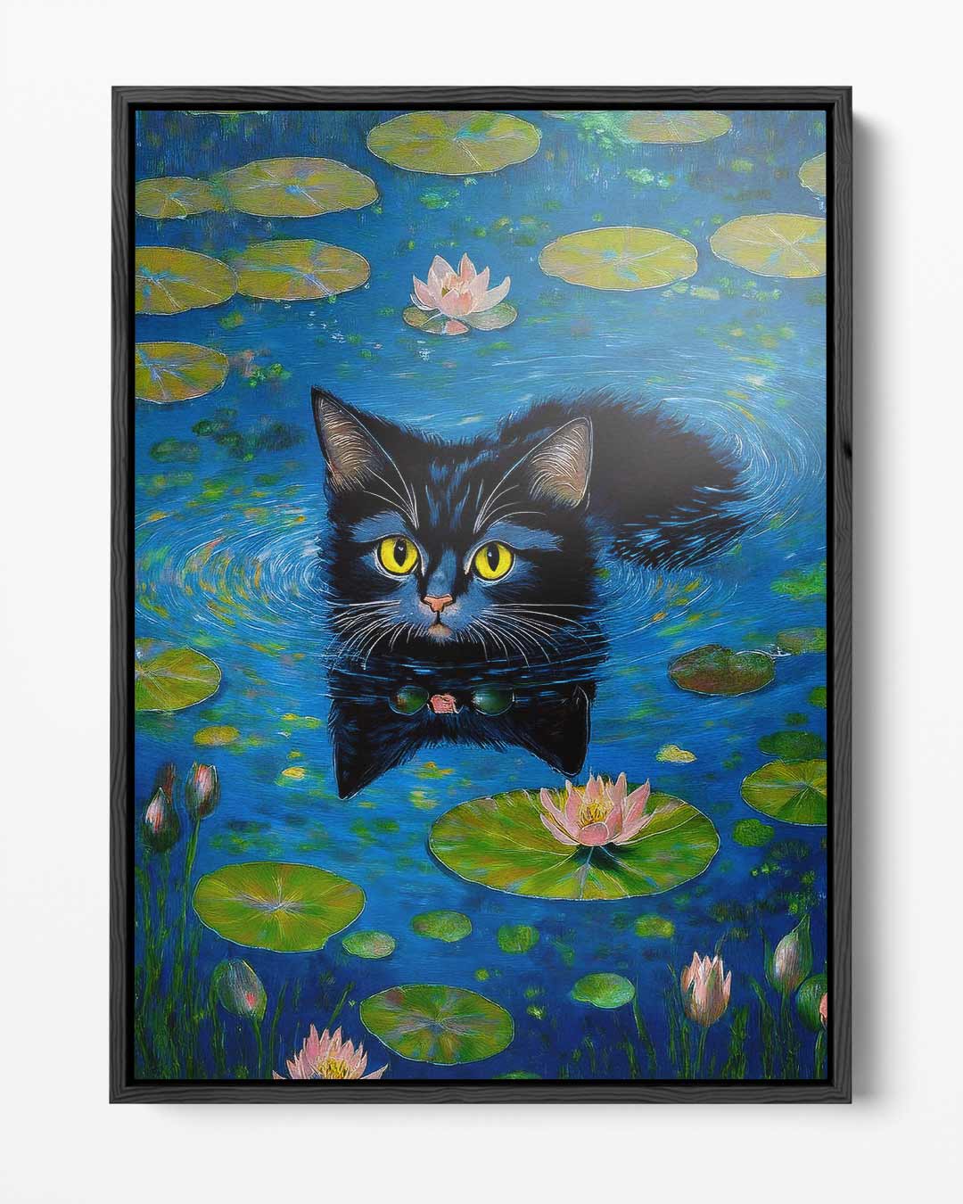 Zwemmende Kat in Watertuin Kunstwerk-canvas-dibond-plexiglas-wanddecoratie-WallArtistic