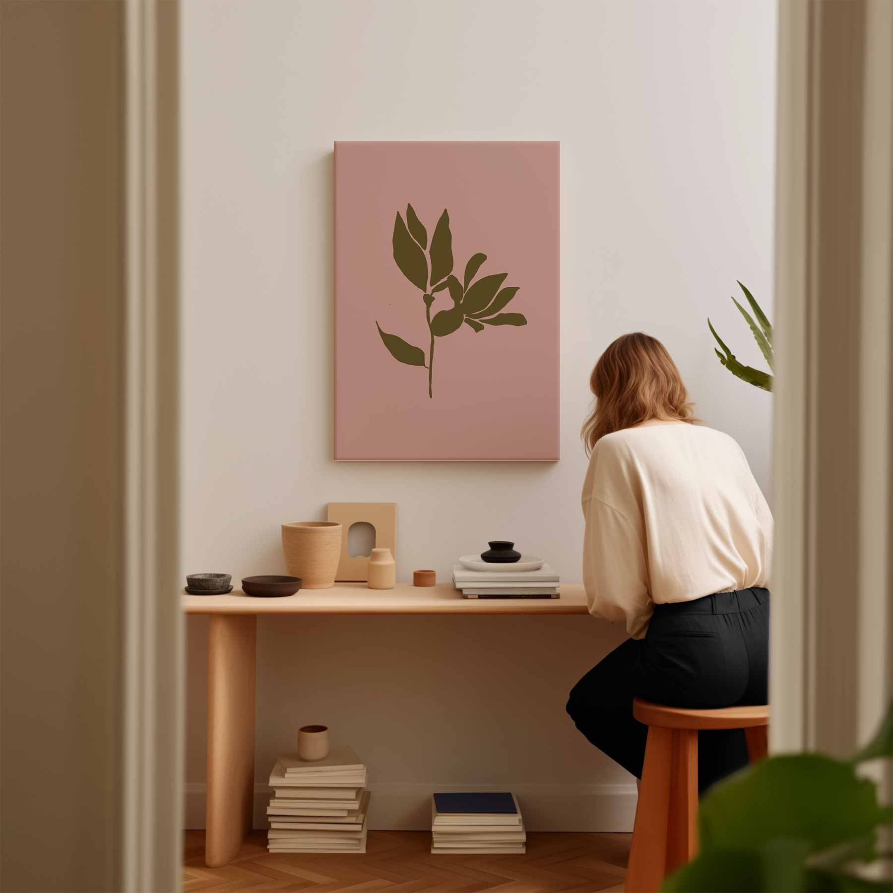 Simpele Blad Silhouet Kunstwerk-canvas-dibond-plexiglas-wanddecoratie-WallArtistic