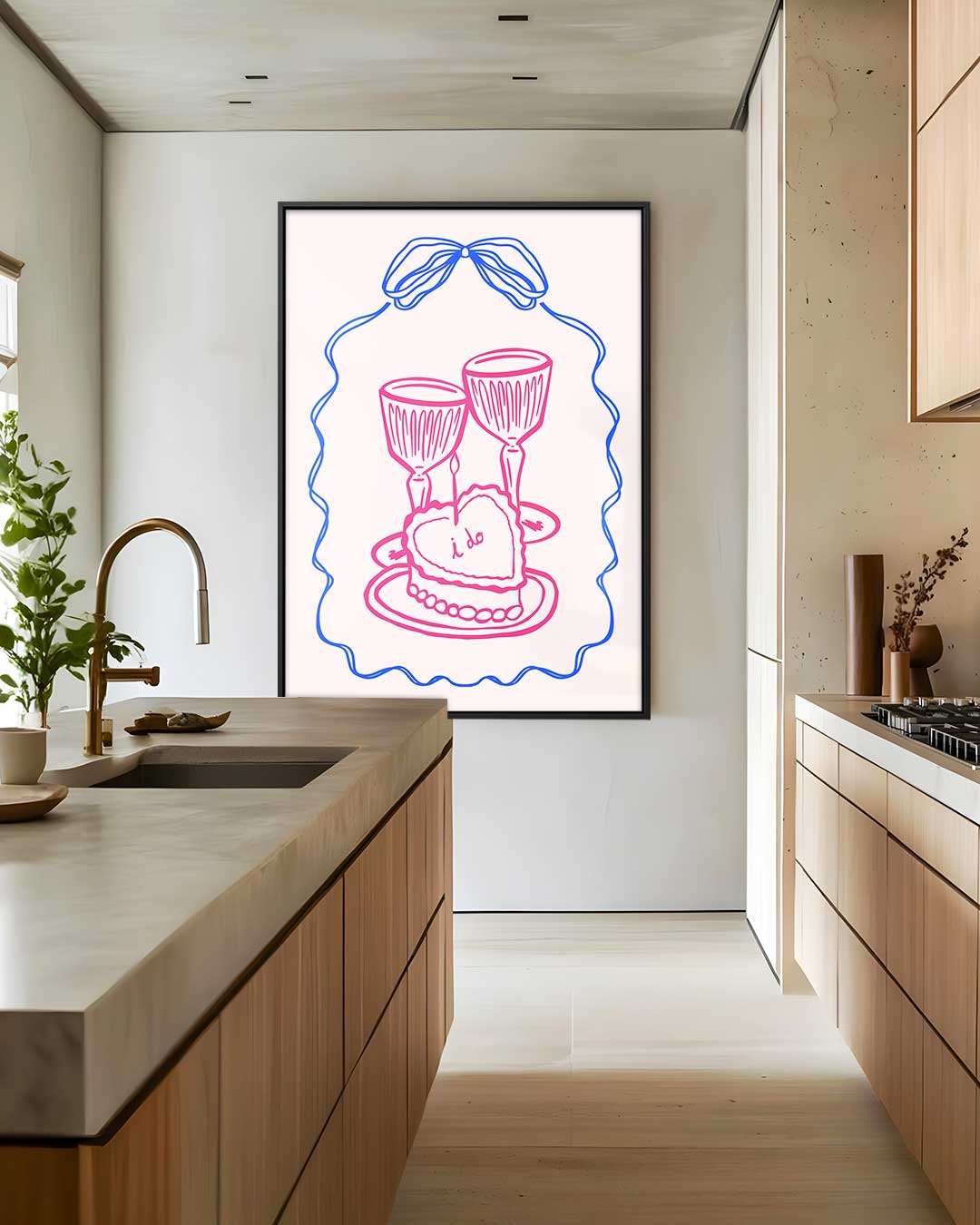 Romantische Toast Illustratie Kunstwerk-canvas-dibond-plexiglas-wanddecoratie-WallArtistic
