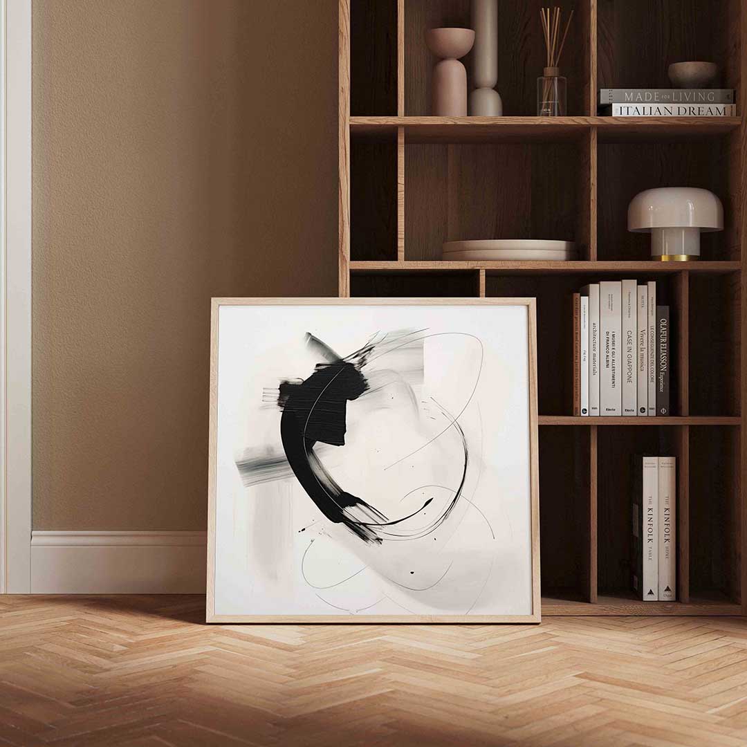 Abstracte zwarte penseelstreken Poster