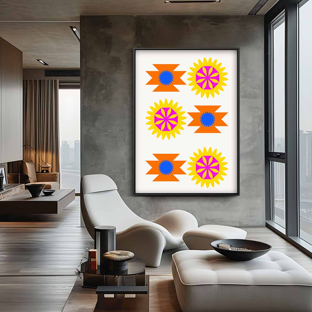 Vrolijke Zomerbloemen Print Kunstwerk-canvas-dibond-plexiglas-wanddecoratie-WallArtistic