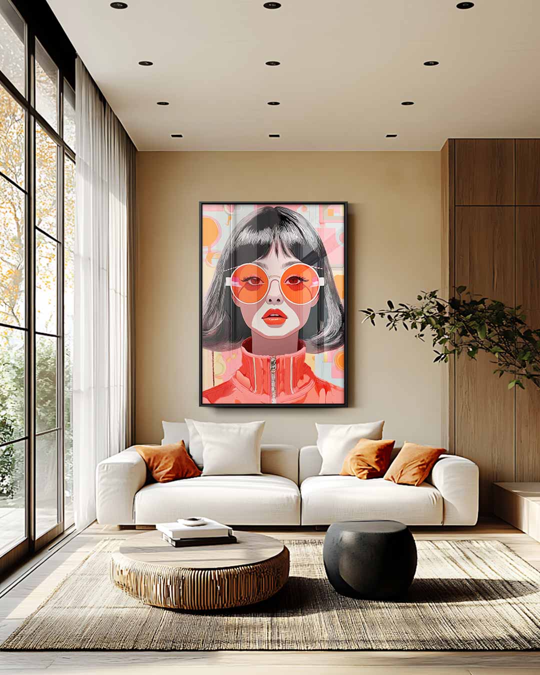 Retro Chic Portret Kunstwerk-canvas-dibond-plexiglas-wanddecoratie-WallArtistic