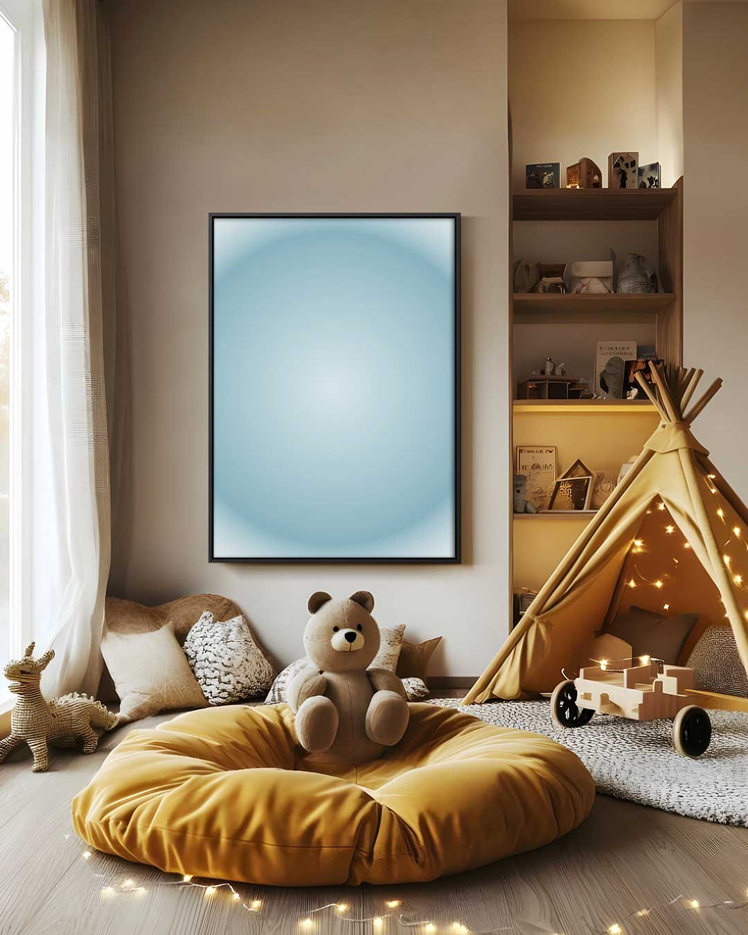 Rustgevende Blauwe Cirkel Kunstwerk-canvas-dibond-plexiglas-wanddecoratie-WallArtistic