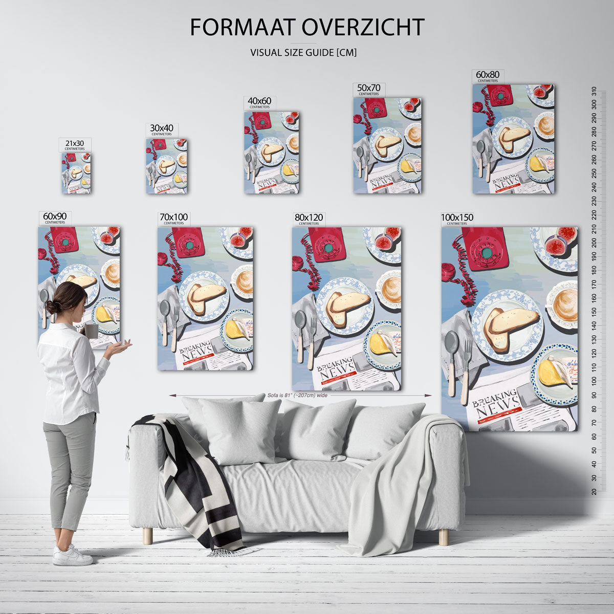 Ontbijttafel met telefoon Poster