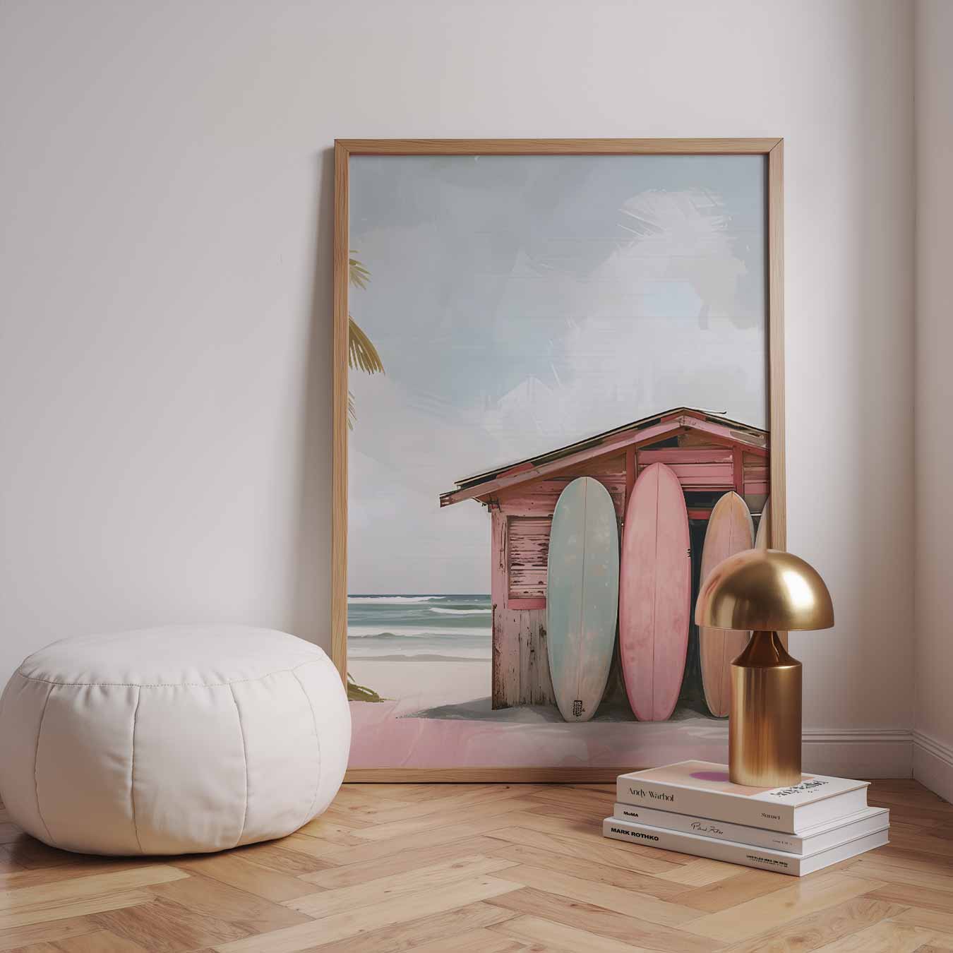 Strandhuisje met Surfboards Poster