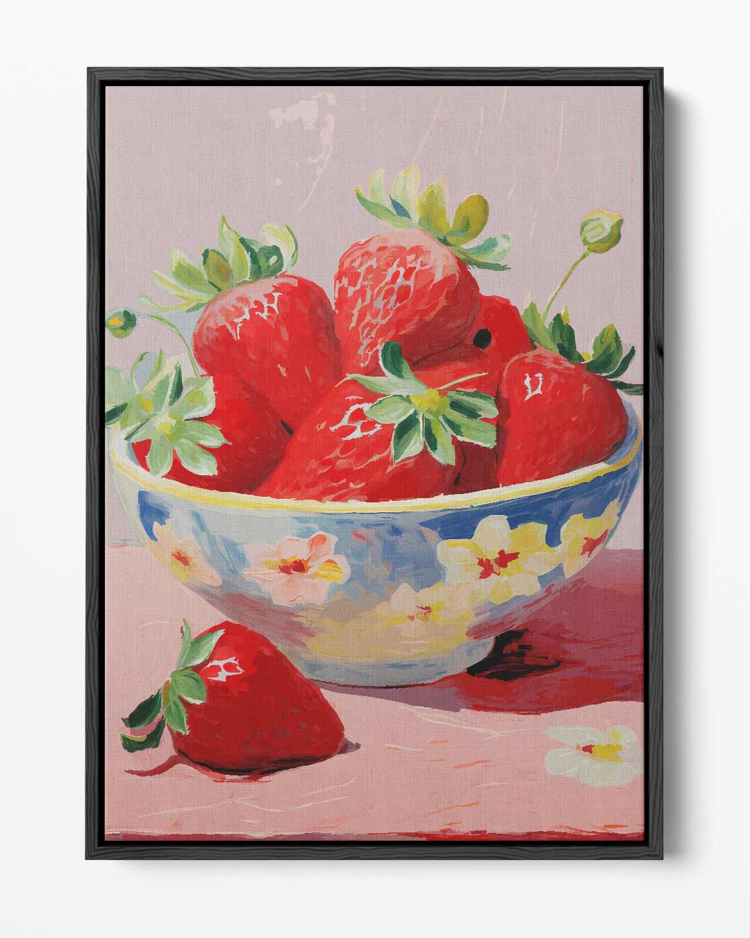 Aardbeien in Bloemenschotel Kunstwerk-canvas-dibond-plexiglas-wanddecoratie-WallArtistic