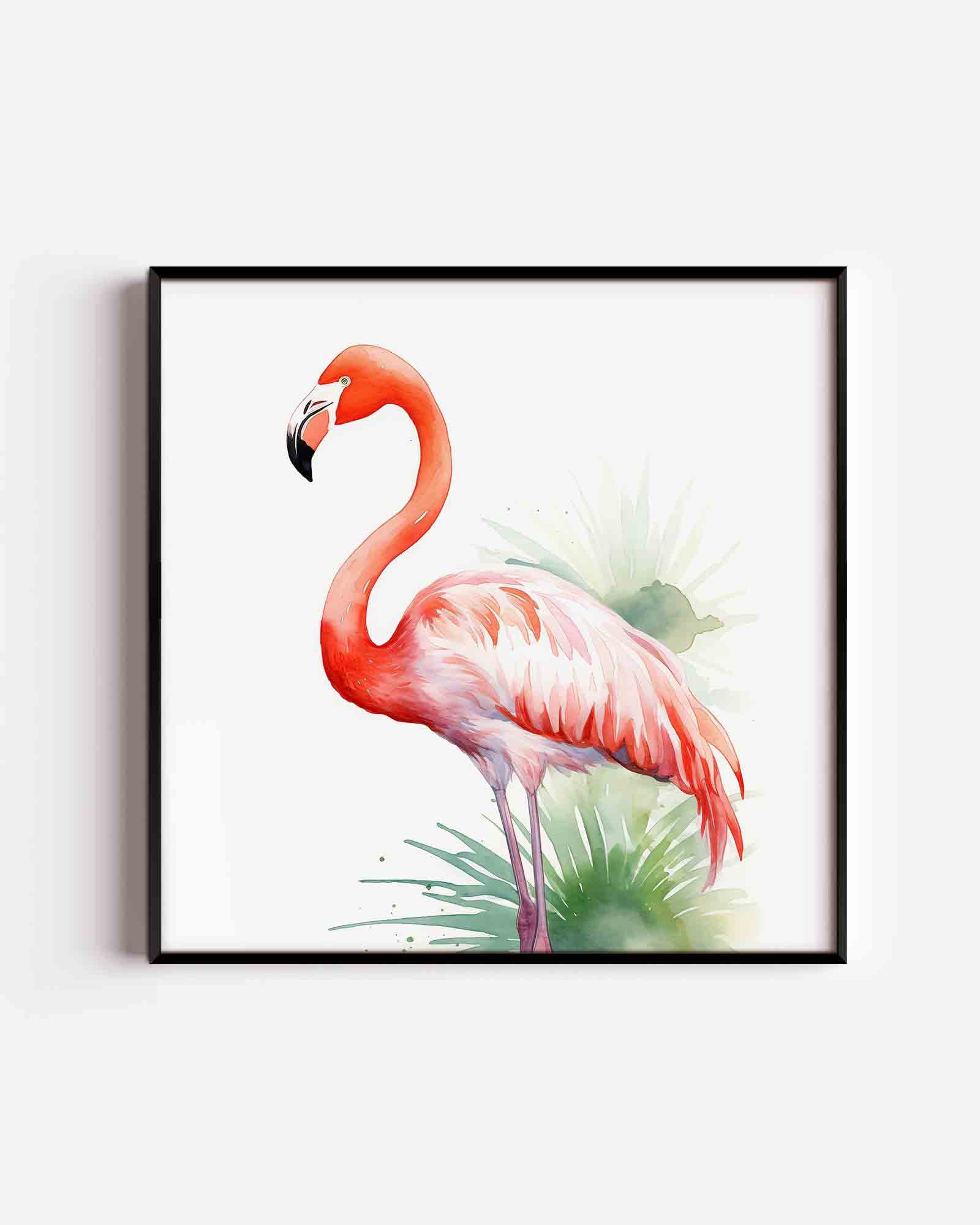 Flamingo met groene accenten Poster