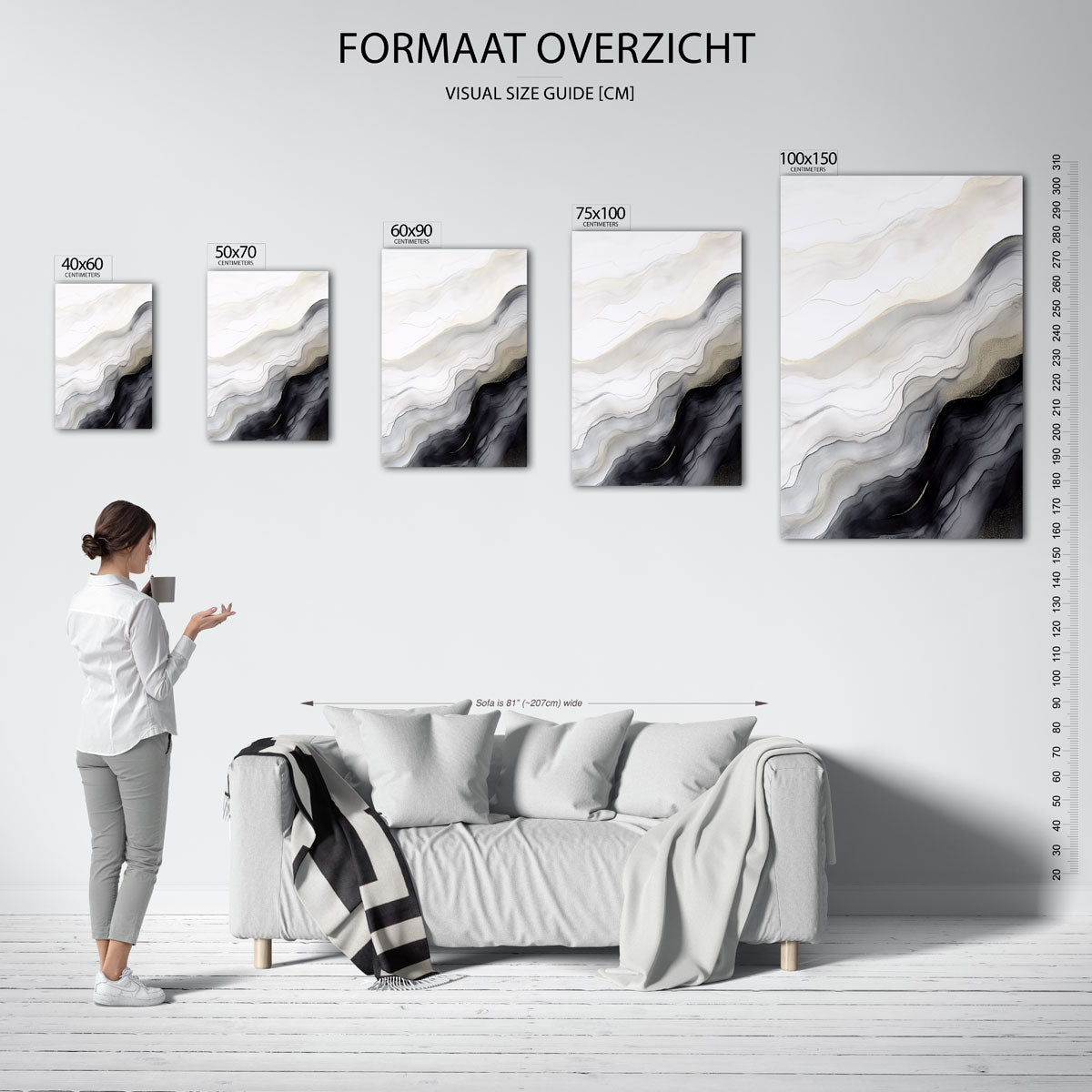 Golvende lijnen compositie Kunstwerk