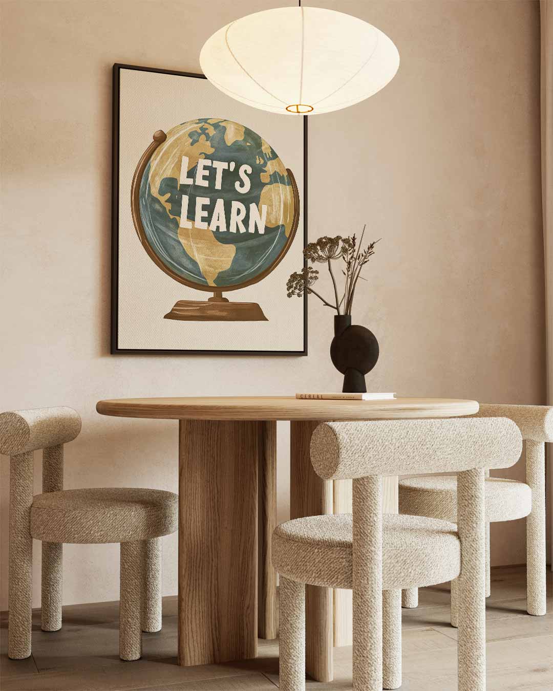 Wereldbol "Let's Learn Kunstwerk-canvas-dibond-plexiglas-wanddecoratie-WallArtistic