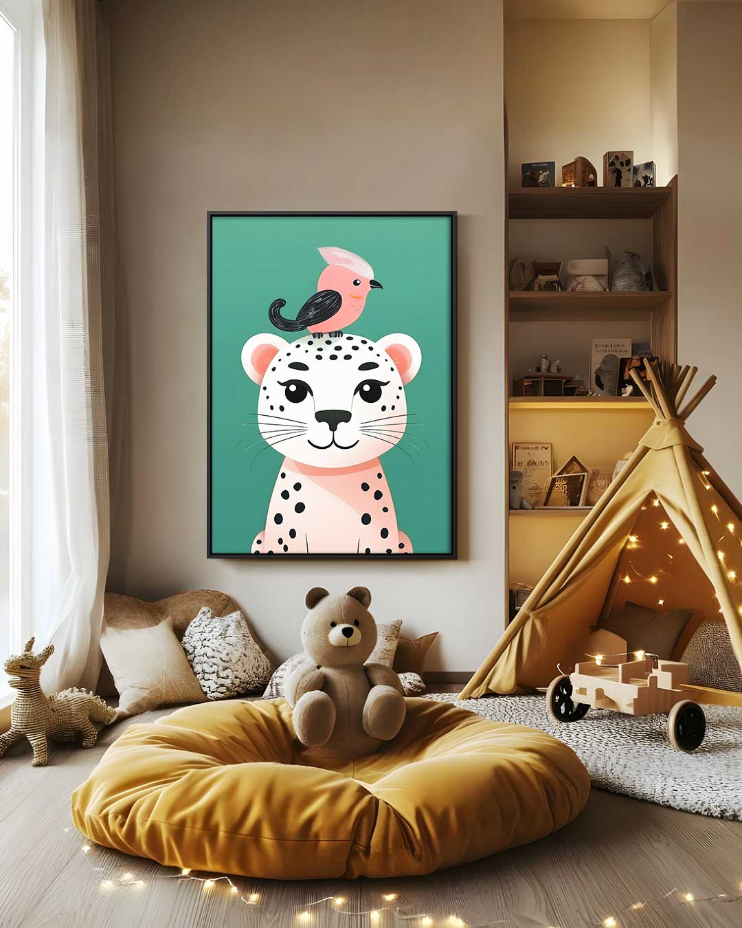 Vrolijke Vrienden Dierenschilderij Kunstwerk-canvas-dibond-plexiglas-wanddecoratie-WallArtistic