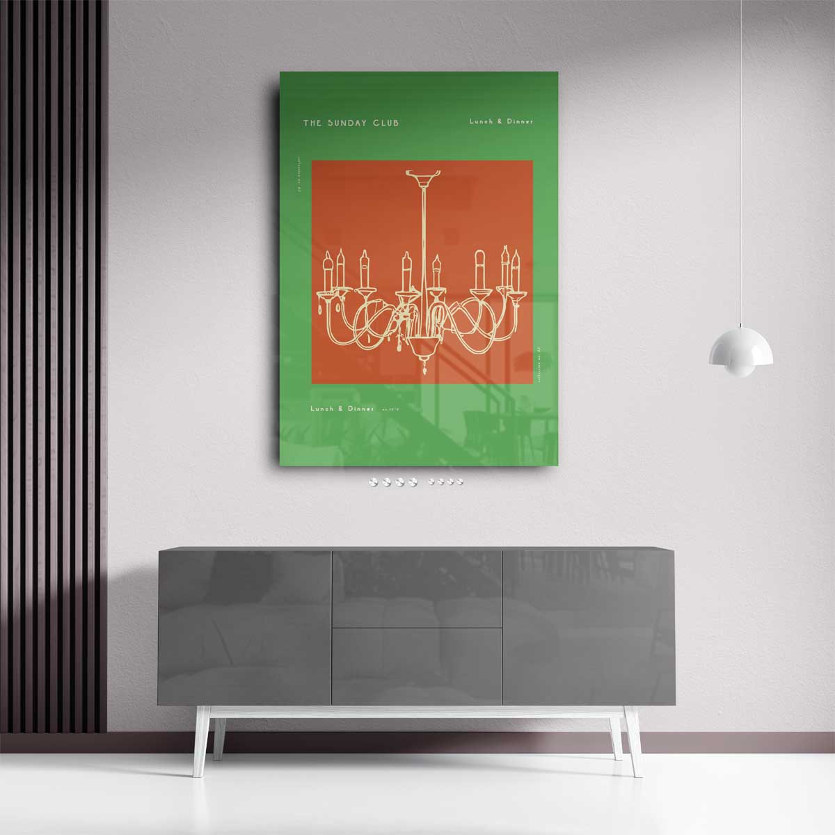 Retro Kroonluchter Illustratie Kunstwerk-canvas-dibond-plexiglas-wanddecoratie-WallArtistic