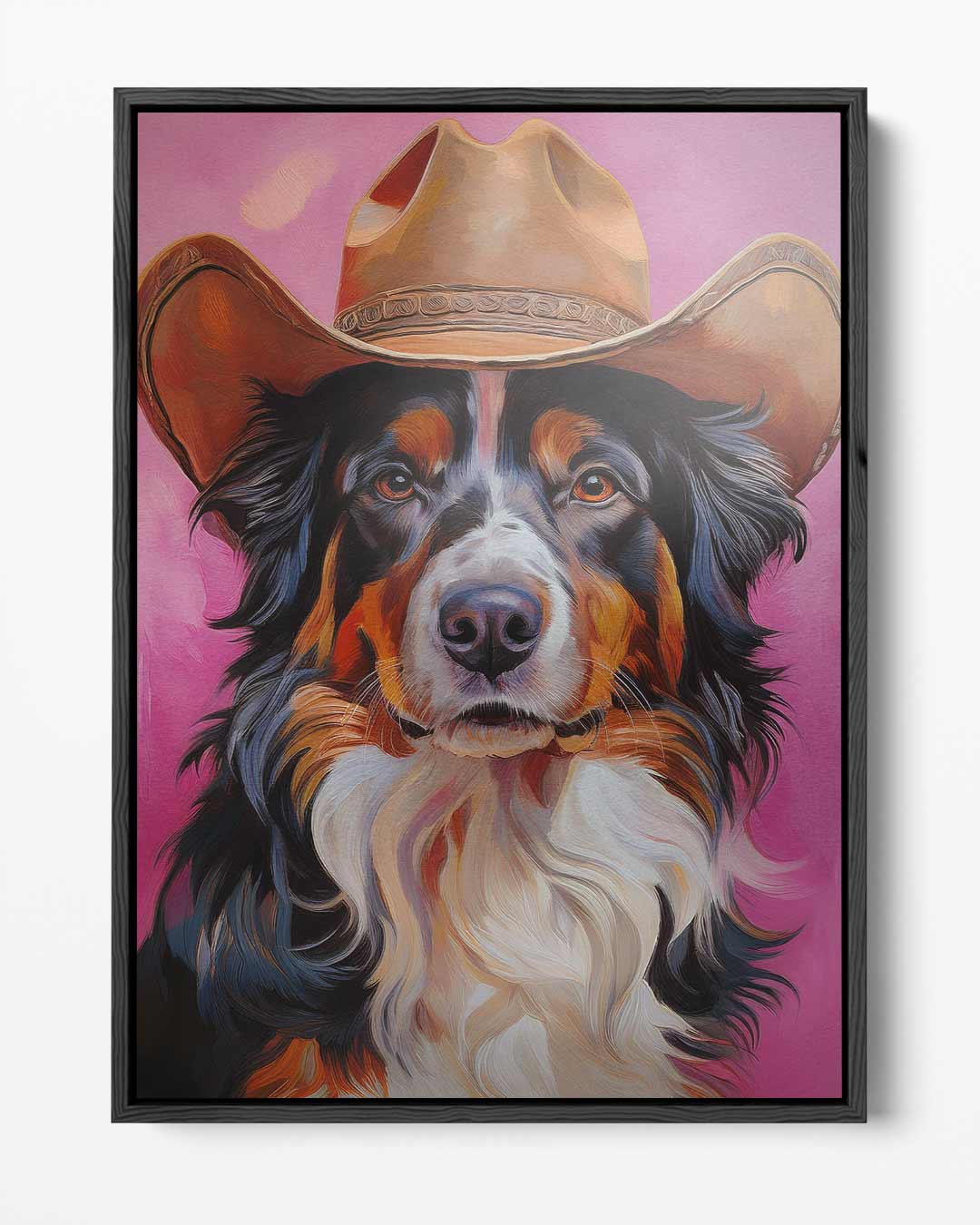 Cowboy Hond Portret Kunstwerk-canvas-dibond-plexiglas-wanddecoratie-WallArtistic