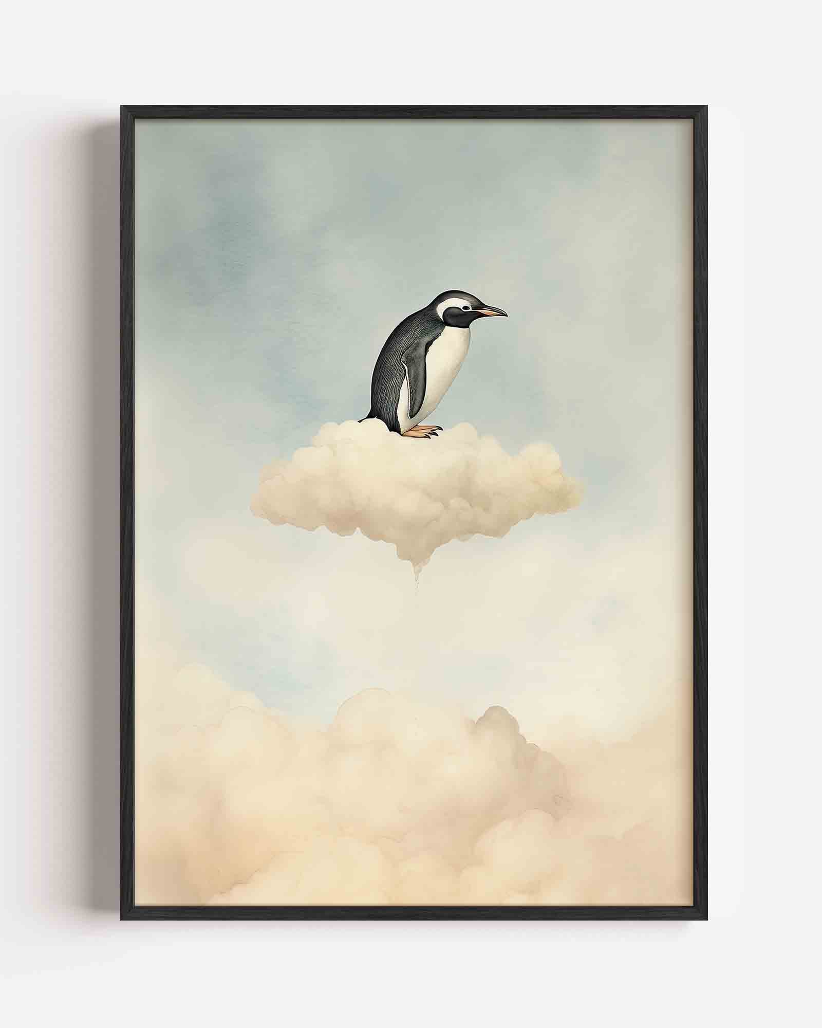 Pinguïn op wolk Poster