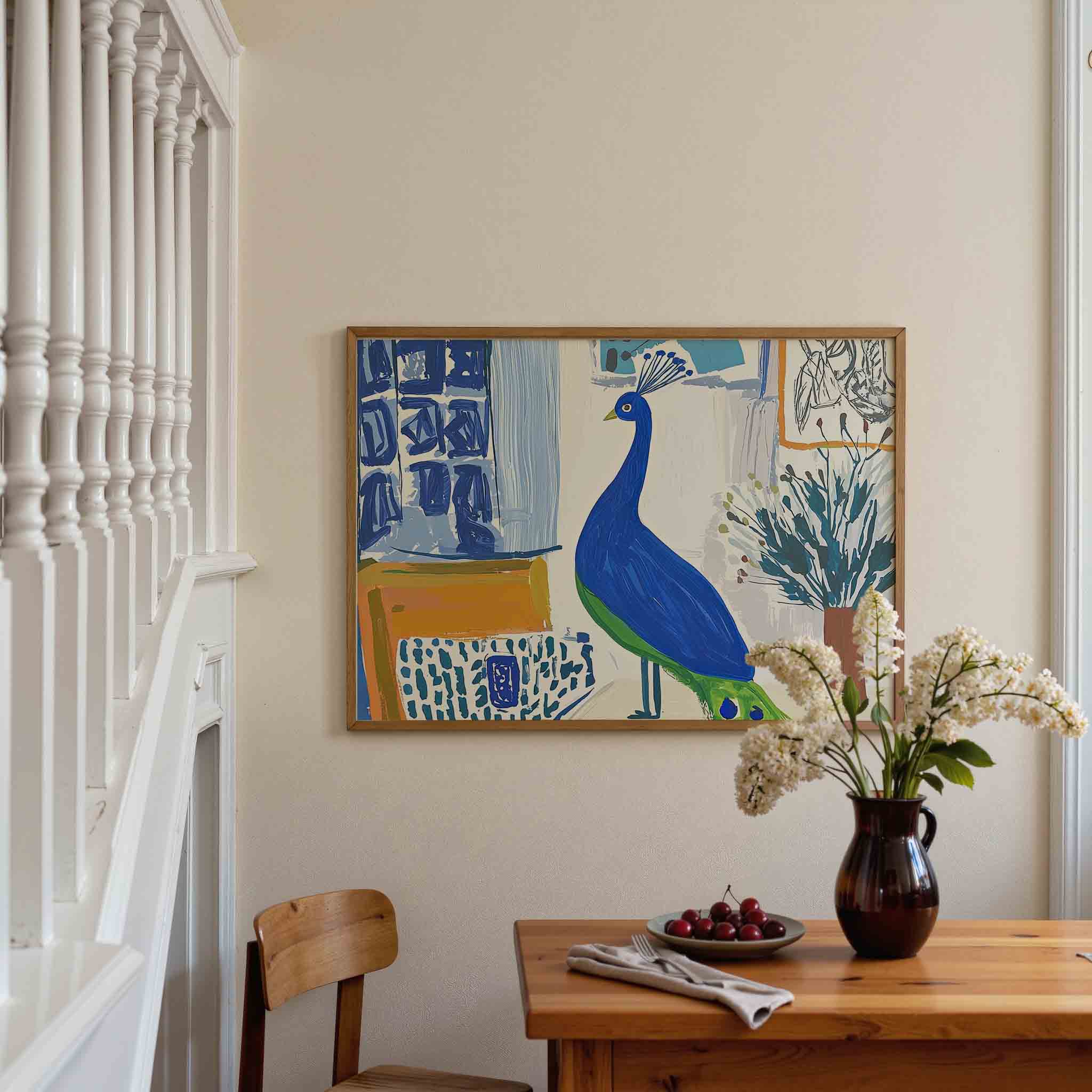 Pauw met blauwe veren Poster
