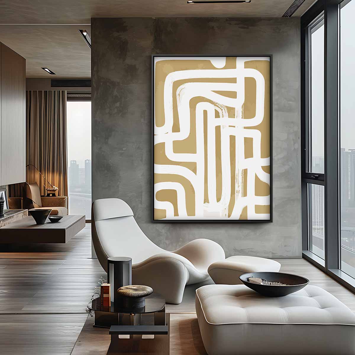 Abstracte Labyrint Verkenning Kunstwerk-canvas-dibond-plexiglas-wanddecoratie-WallArtistic