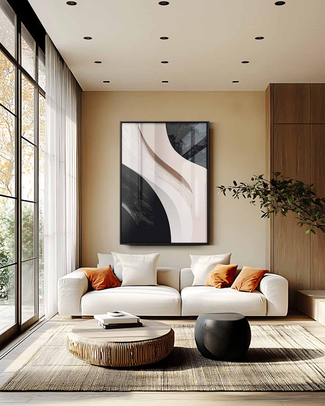 Organische Stroom van Contrast Kunstwerk-canvas-dibond-plexiglas-wanddecoratie-WallArtistic