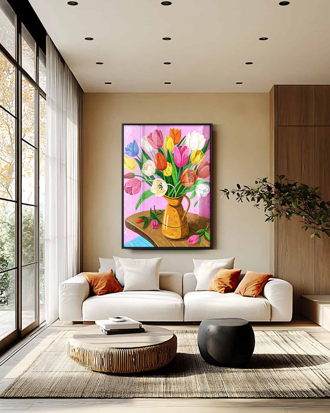 Bloeiende Boeket Illustratie Kunstwerk-canvas-dibond-plexiglas-wanddecoratie-WallArtistic
