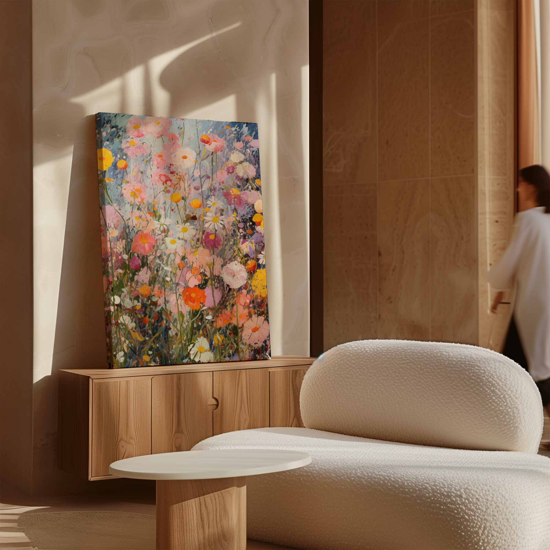 Kleurrijke Bloementuin Schilderij Kunstwerk-canvas-dibond-plexiglas-wanddecoratie-WallArtistic