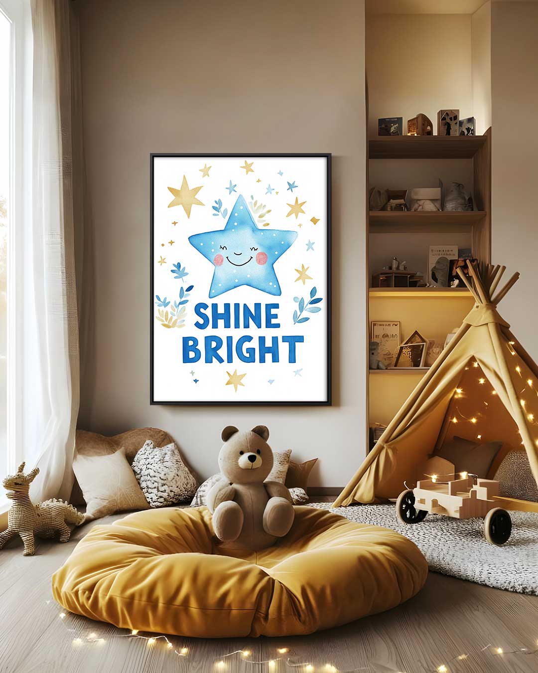 Stralende Ster Kinderkamer Decor Kunstwerk-canvas-dibond-plexiglas-wanddecoratie-WallArtistic