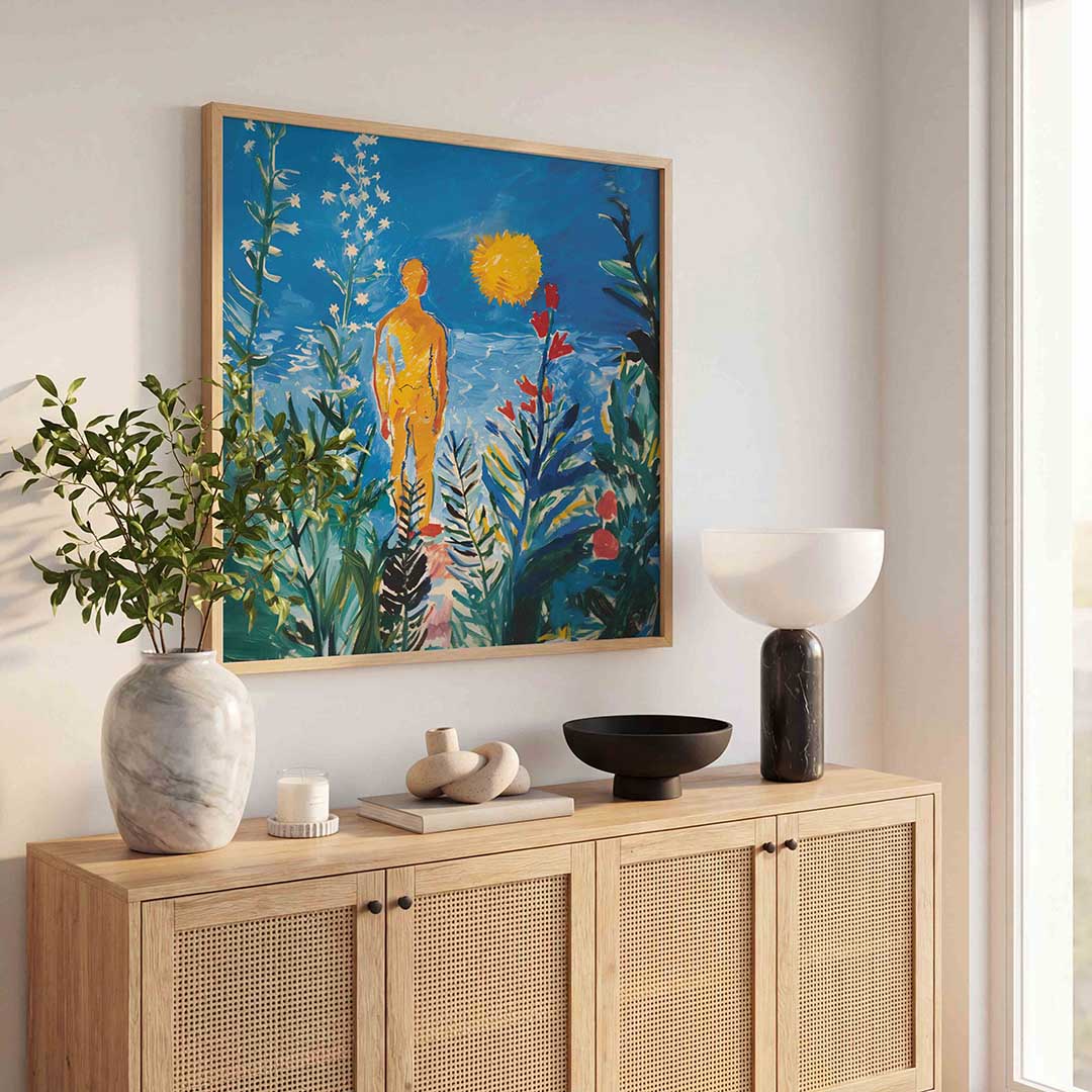 Figuur in kleurrijke natuur Poster
