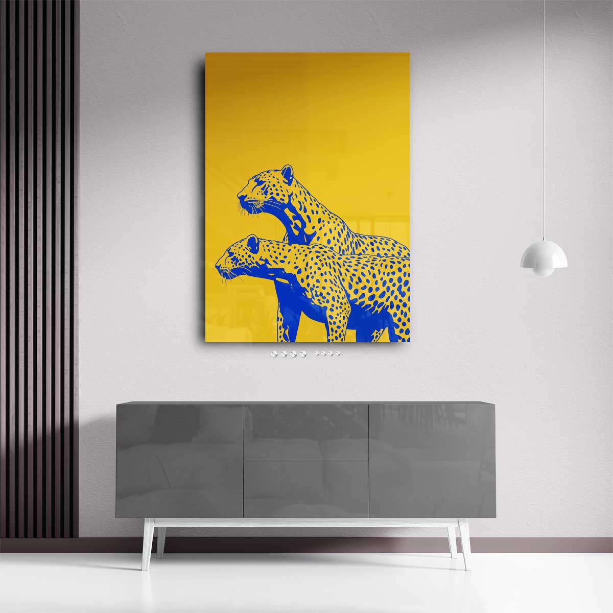 Elegante Cheetahs in Kleur Kunstwerk-canvas-dibond-plexiglas-wanddecoratie-WallArtistic