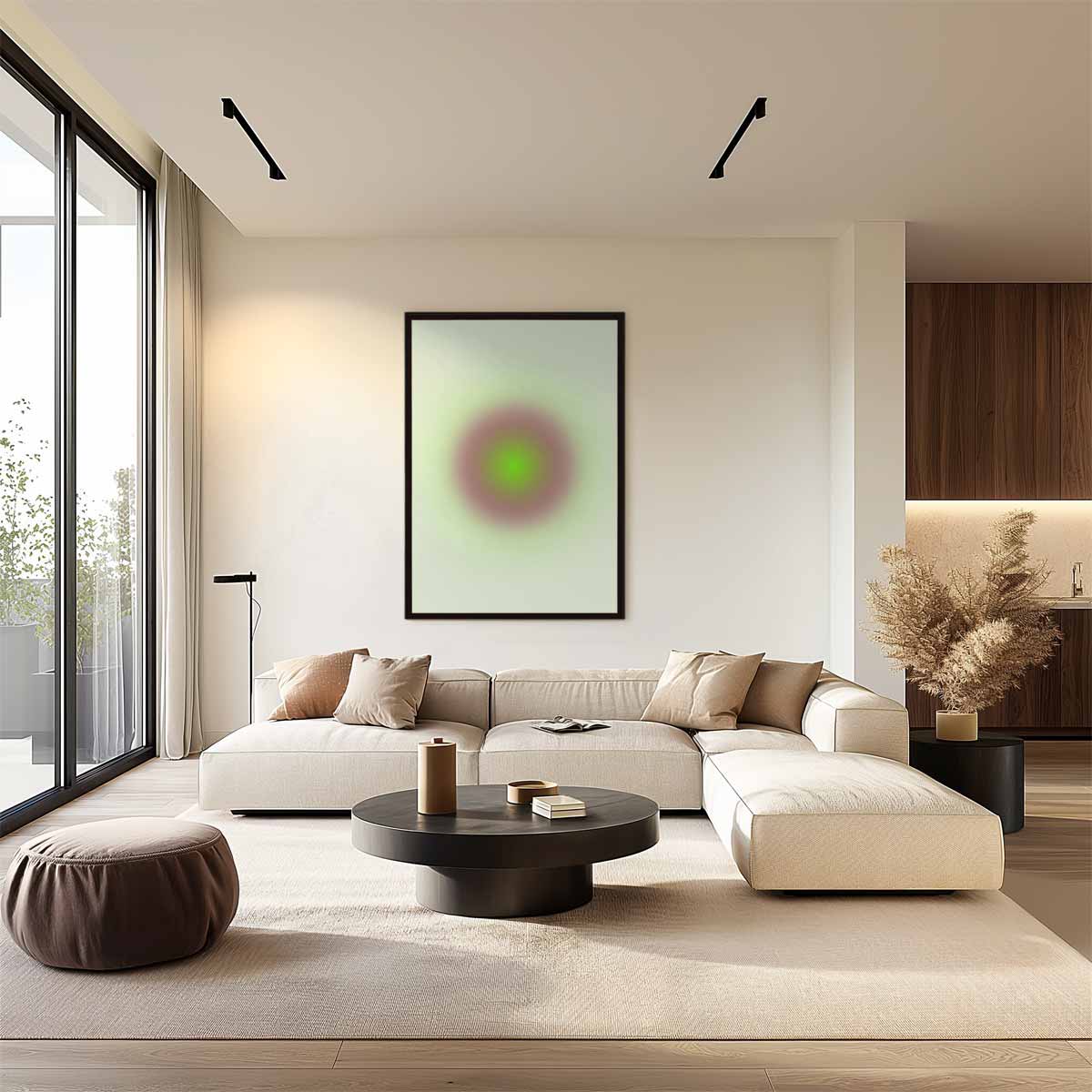Groene Rust Cirkel Kunstwerk-canvas-dibond-plexiglas-wanddecoratie-WallArtistic