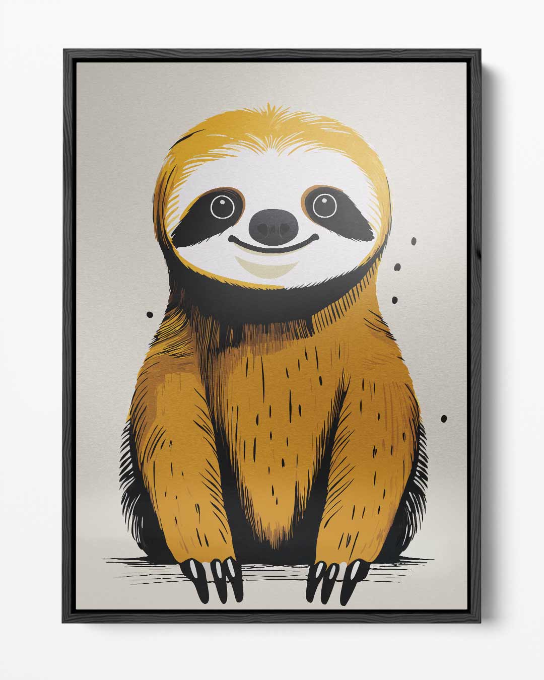 Vrolijke Luiaard Illustratie Kunstwerk-canvas-dibond-plexiglas-wanddecoratie-WallArtistic