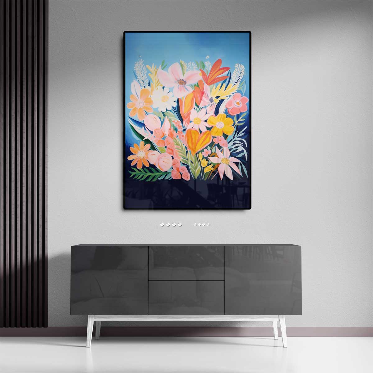 Vrolijke Bloemenpracht Kunstwerk-canvas-dibond-plexiglas-wanddecoratie-WallArtistic